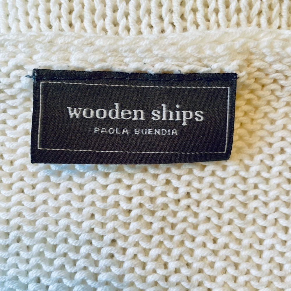 Wooden Ships Open Knit Lips Sweater White Red Size Small/Medium Artsy Punk Retro - Picture 7 of 8